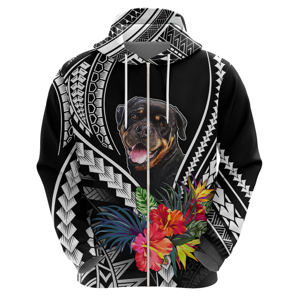Personalised Polynesian Dog Hoodie Rottweiler With Polynesia Pattern Curve Style LT7