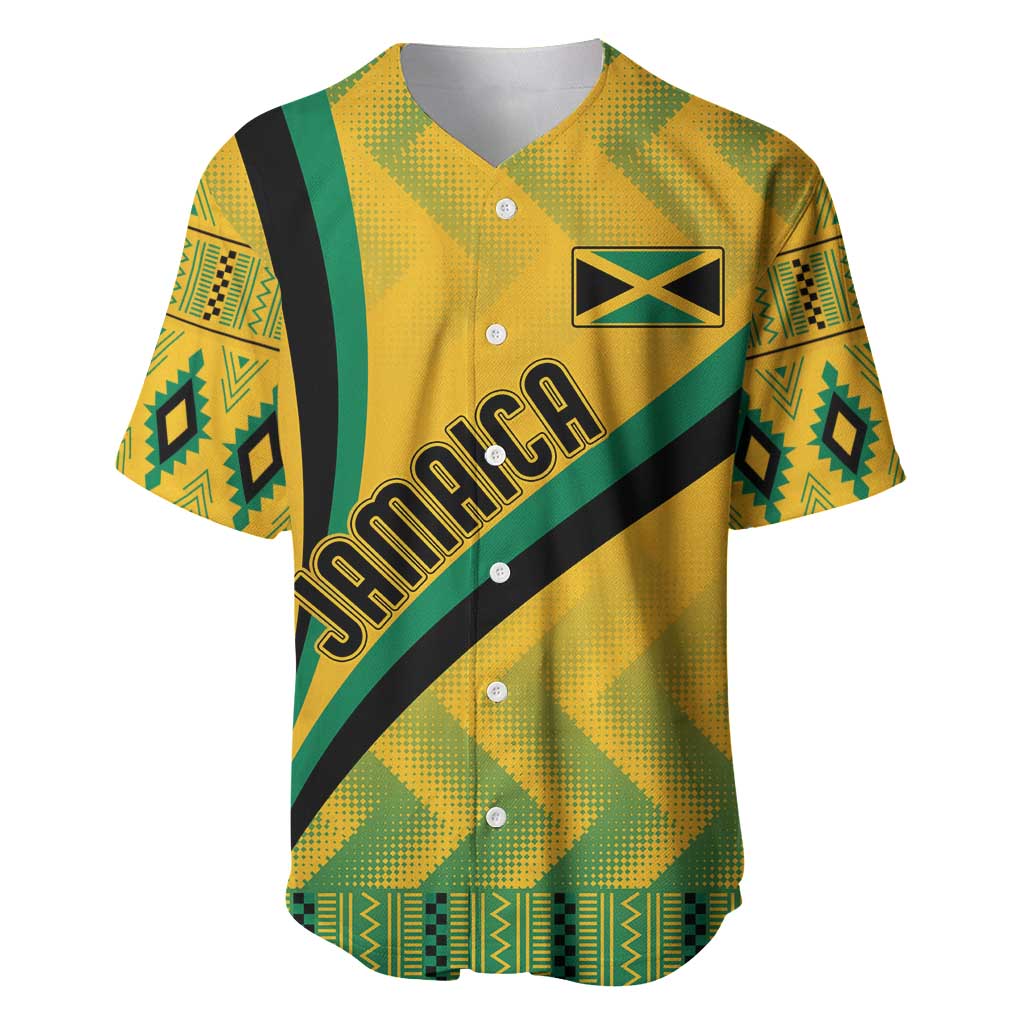 Personalised Jamaica Baseball Jersey Kente Pattern Basic - Yellow LT7