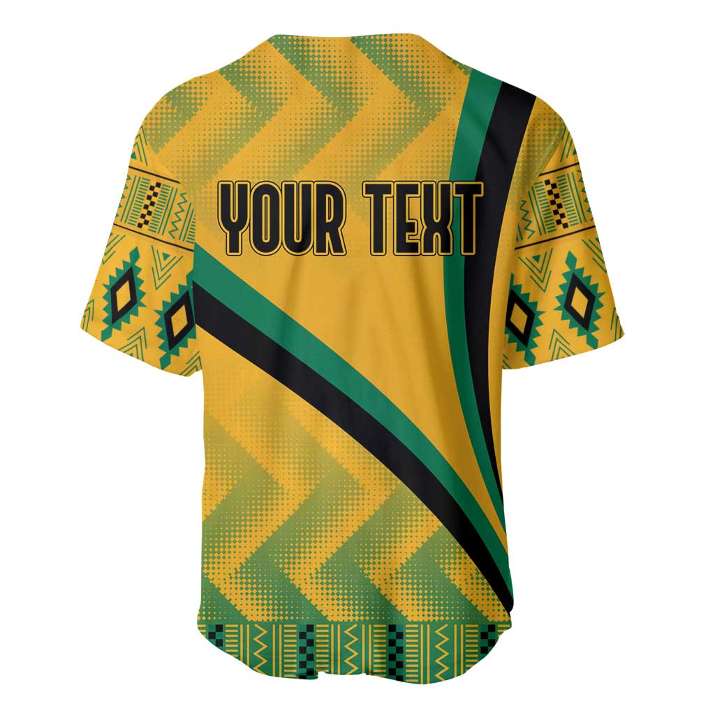 Personalised Jamaica Baseball Jersey Kente Pattern Basic - Yellow LT7
