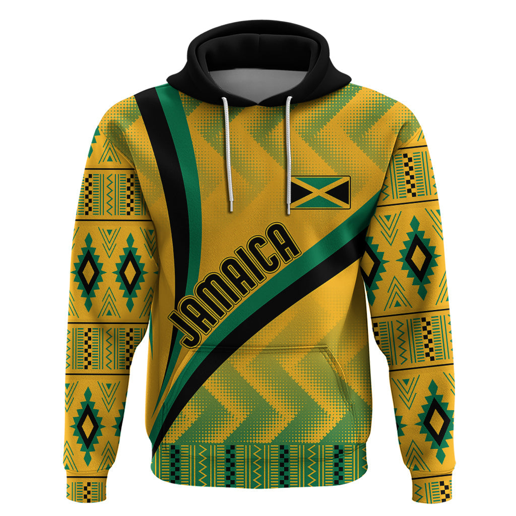 Personalised Jamaica Hoodie Kente Pattern Basic - Yellow LT7