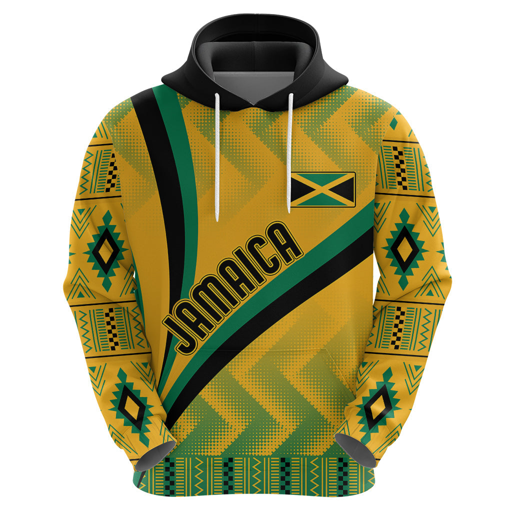 Personalised Jamaica Hoodie Kente Pattern Basic - Yellow LT7