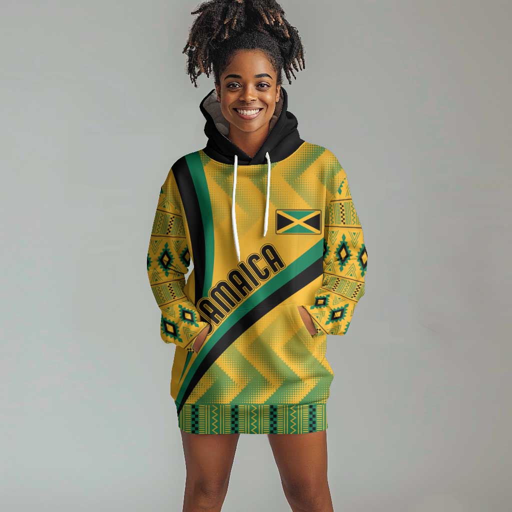 Personalised Jamaica Hoodie Dress Kente Pattern Basic - Yellow LT7