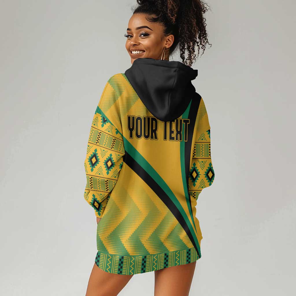 Personalised Jamaica Hoodie Dress Kente Pattern Basic - Yellow LT7