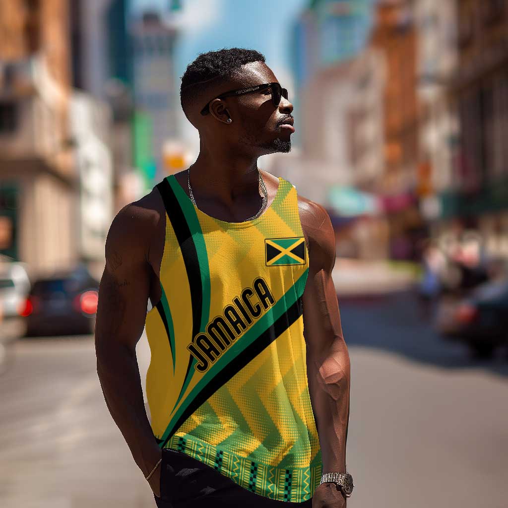 Personalised Jamaica Men Tank Top Kente Pattern Basic - Yellow LT7