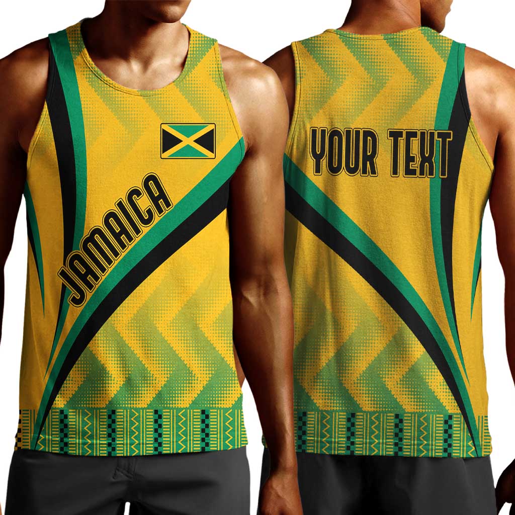 Personalised Jamaica Men Tank Top Kente Pattern Basic - Yellow LT7