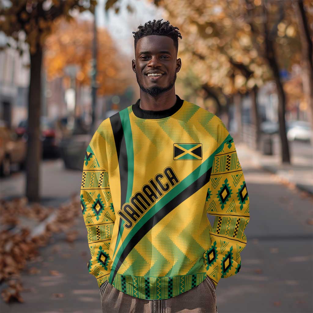 Personalised Jamaica Sweatshirt Kente Pattern Basic - Yellow LT7