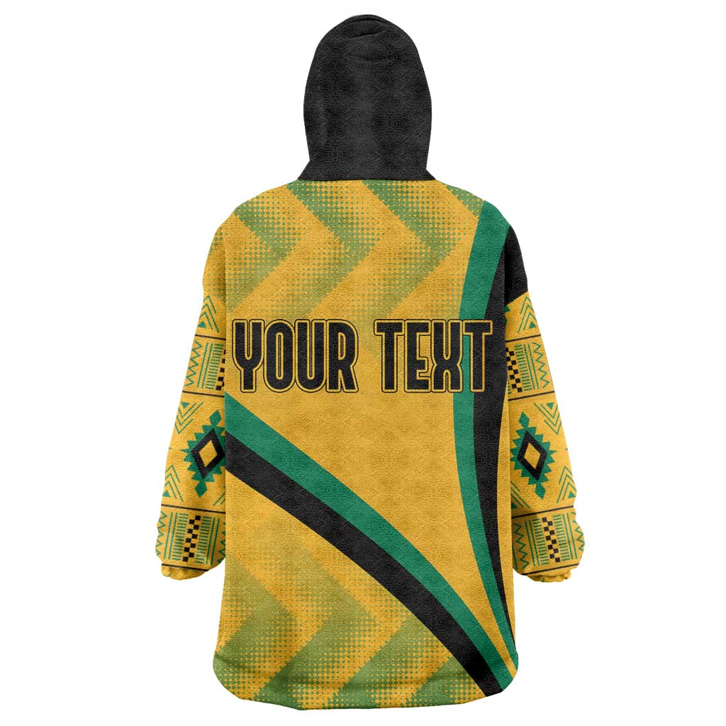 Personalised Jamaica Wearable Blanket Hoodie Kente Pattern Basic - Yellow LT7