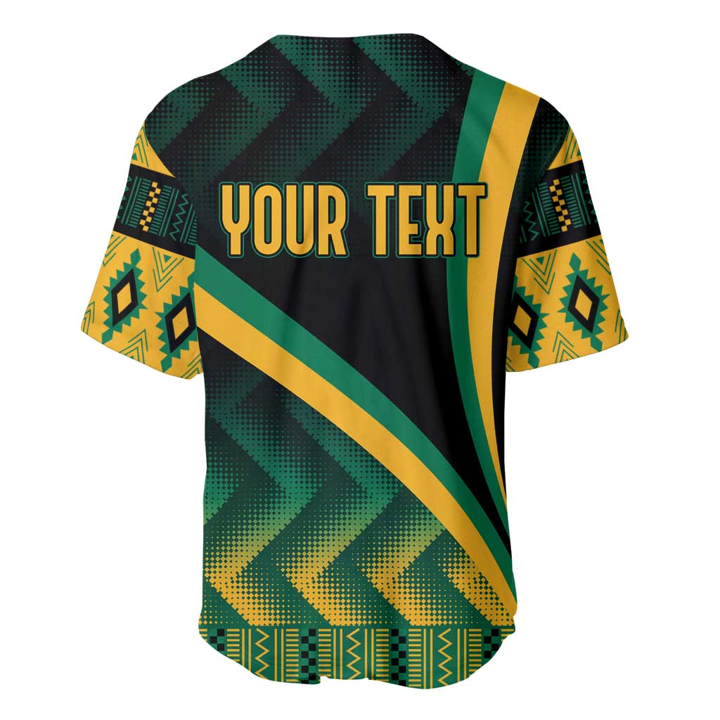 Personalised Jamaica Baseball Jersey Kente Pattern Basic - Black LT7