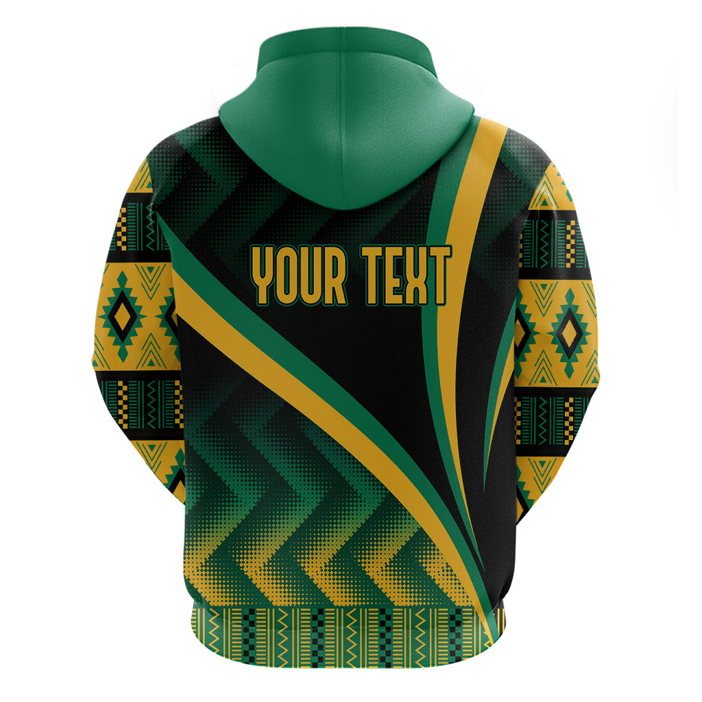 Personalised Jamaica Hoodie Kente Pattern Basic - Black LT7