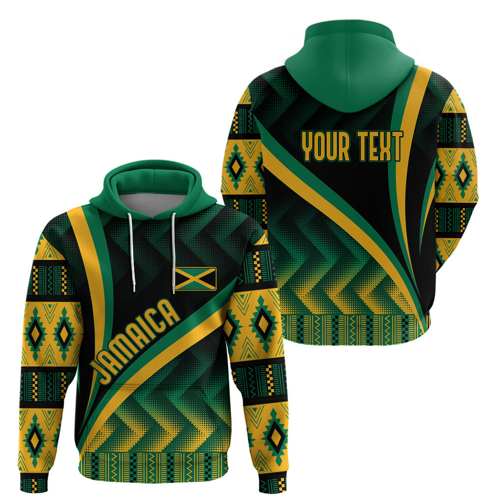 Personalised Jamaica Hoodie Kente Pattern Basic - Black LT7