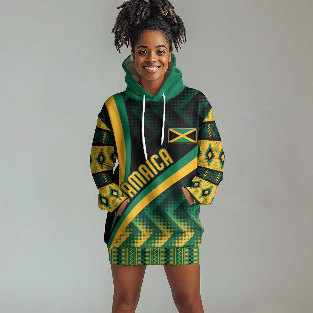 Personalised Jamaica Hoodie Dress Kente Pattern Basic - Black LT7