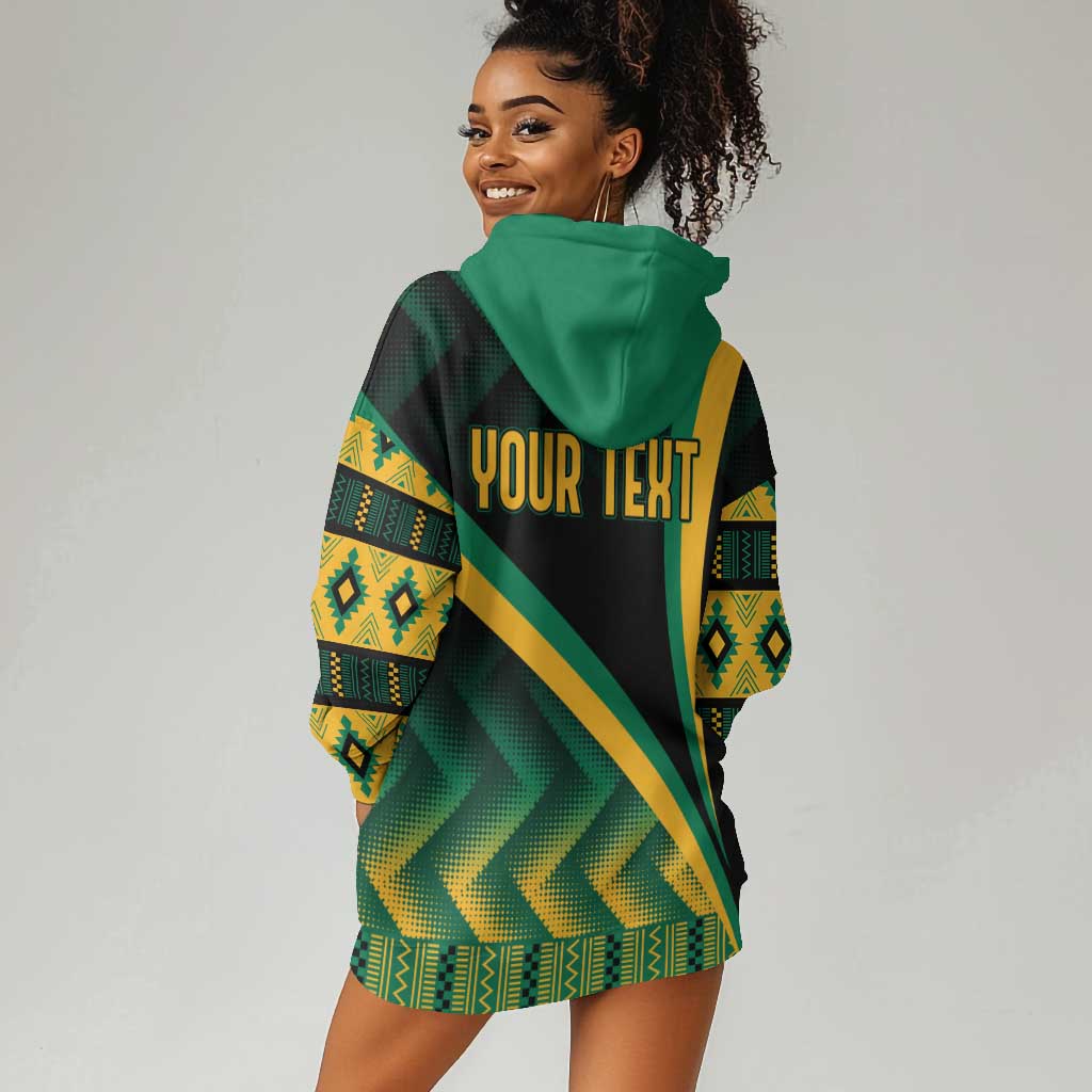 Personalised Jamaica Hoodie Dress Kente Pattern Basic - Black LT7