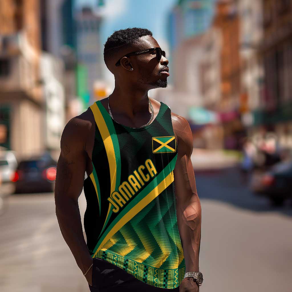 Personalised Jamaica Men Tank Top Kente Pattern Basic - Black LT7