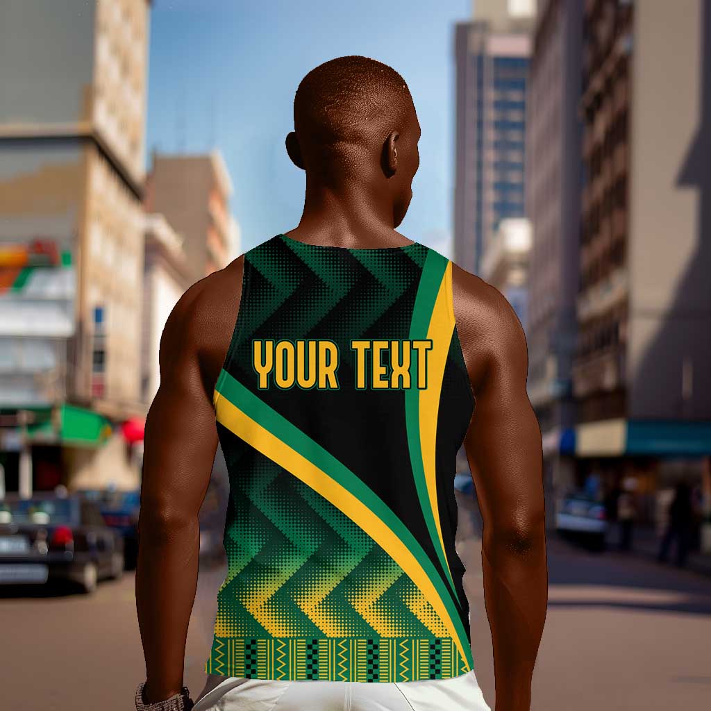 Personalised Jamaica Men Tank Top Kente Pattern Basic - Black LT7