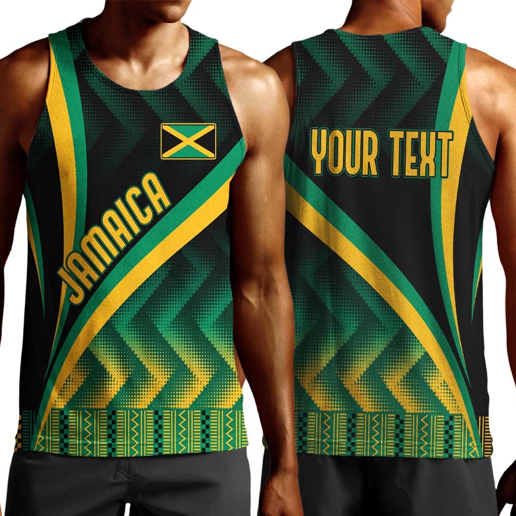 Personalised Jamaica Men Tank Top Kente Pattern Basic - Black LT7