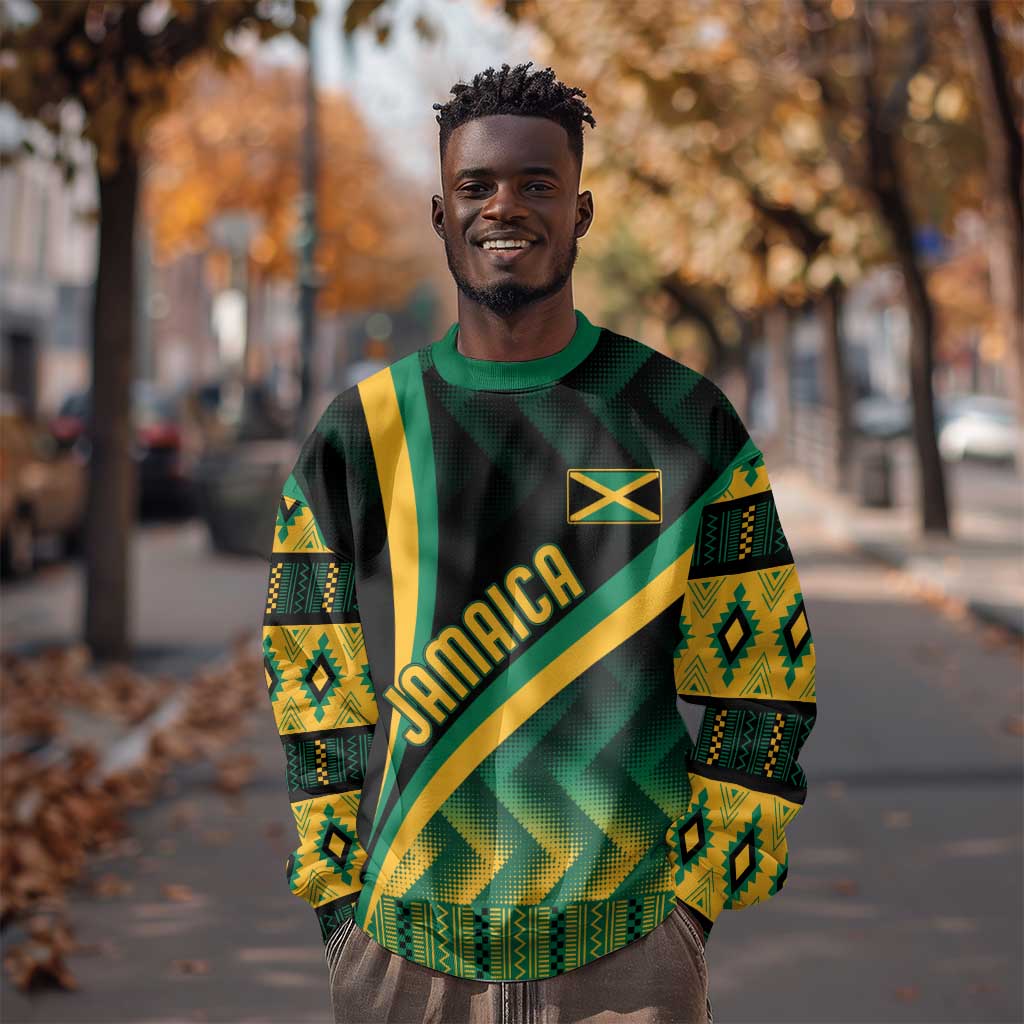 Personalised Jamaica Sweatshirt Kente Pattern Basic - Black LT7