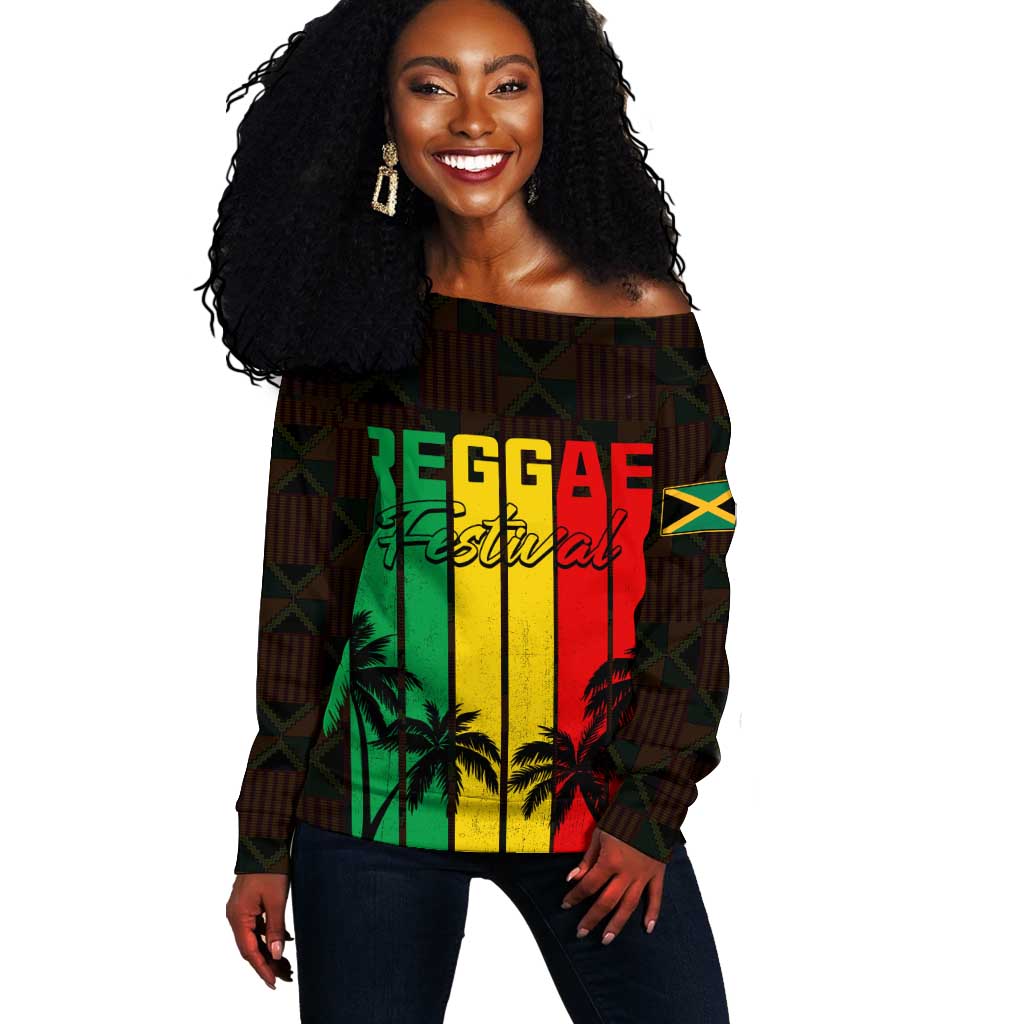 Personalised Jamaica Off Shoulder Sweater Reggae Festival Bob Marley Abstract Portrait LT7