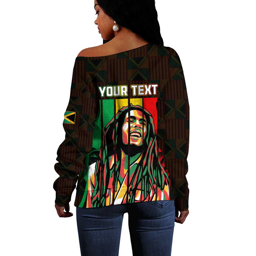 Personalised Jamaica Off Shoulder Sweater Reggae Festival Bob Marley Abstract Portrait LT7