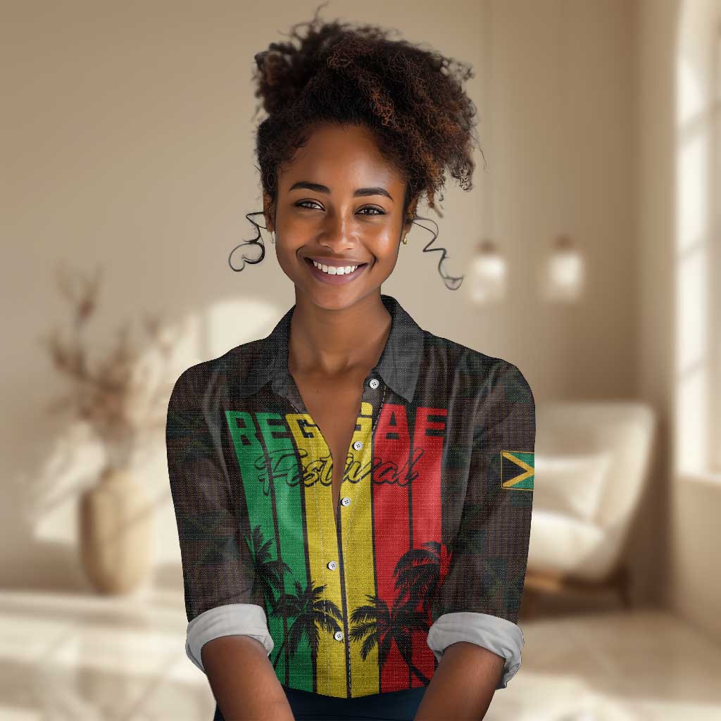 Personalised Jamaica Women Casual Shirt Reggae Festival Bob Marley Abstract Portrait LT7