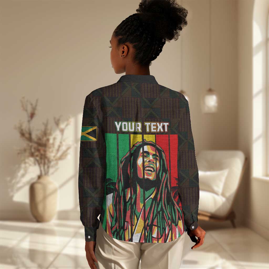 Personalised Jamaica Women Casual Shirt Reggae Festival Bob Marley Abstract Portrait LT7