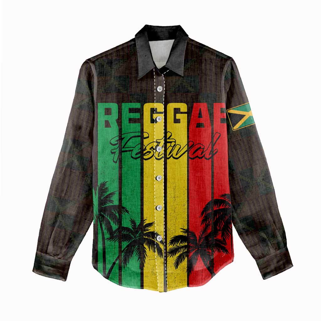 Personalised Jamaica Women Casual Shirt Reggae Festival Bob Marley Abstract Portrait LT7
