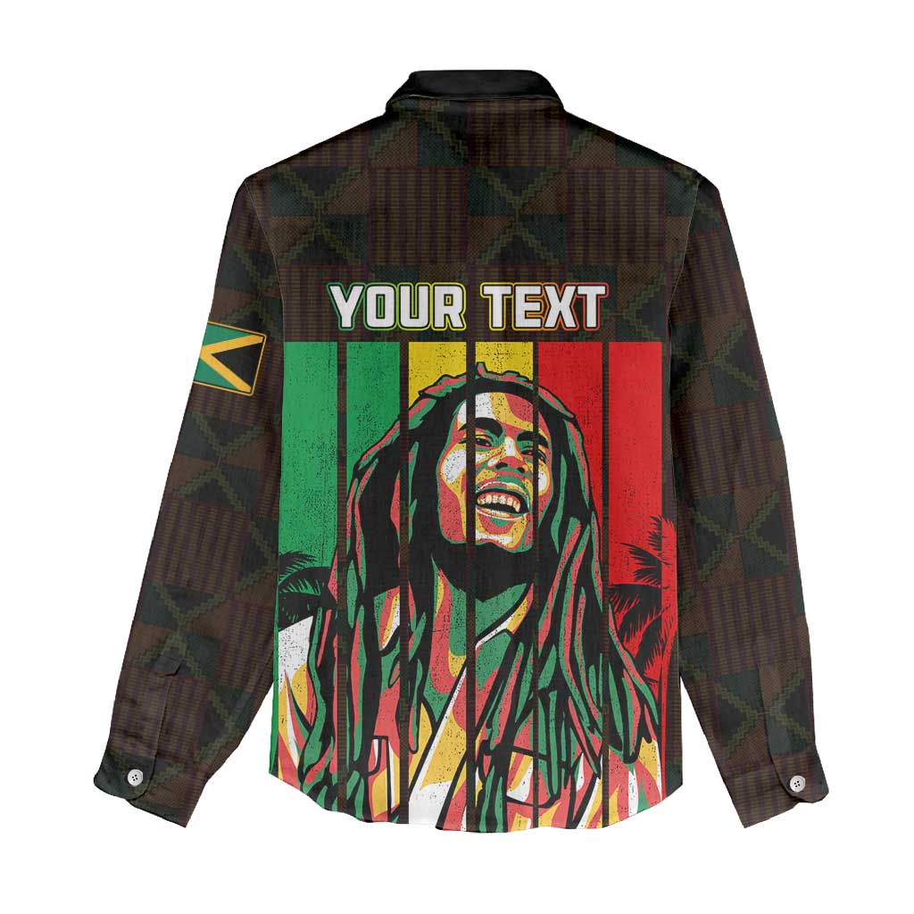 Personalised Jamaica Women Casual Shirt Reggae Festival Bob Marley Abstract Portrait LT7