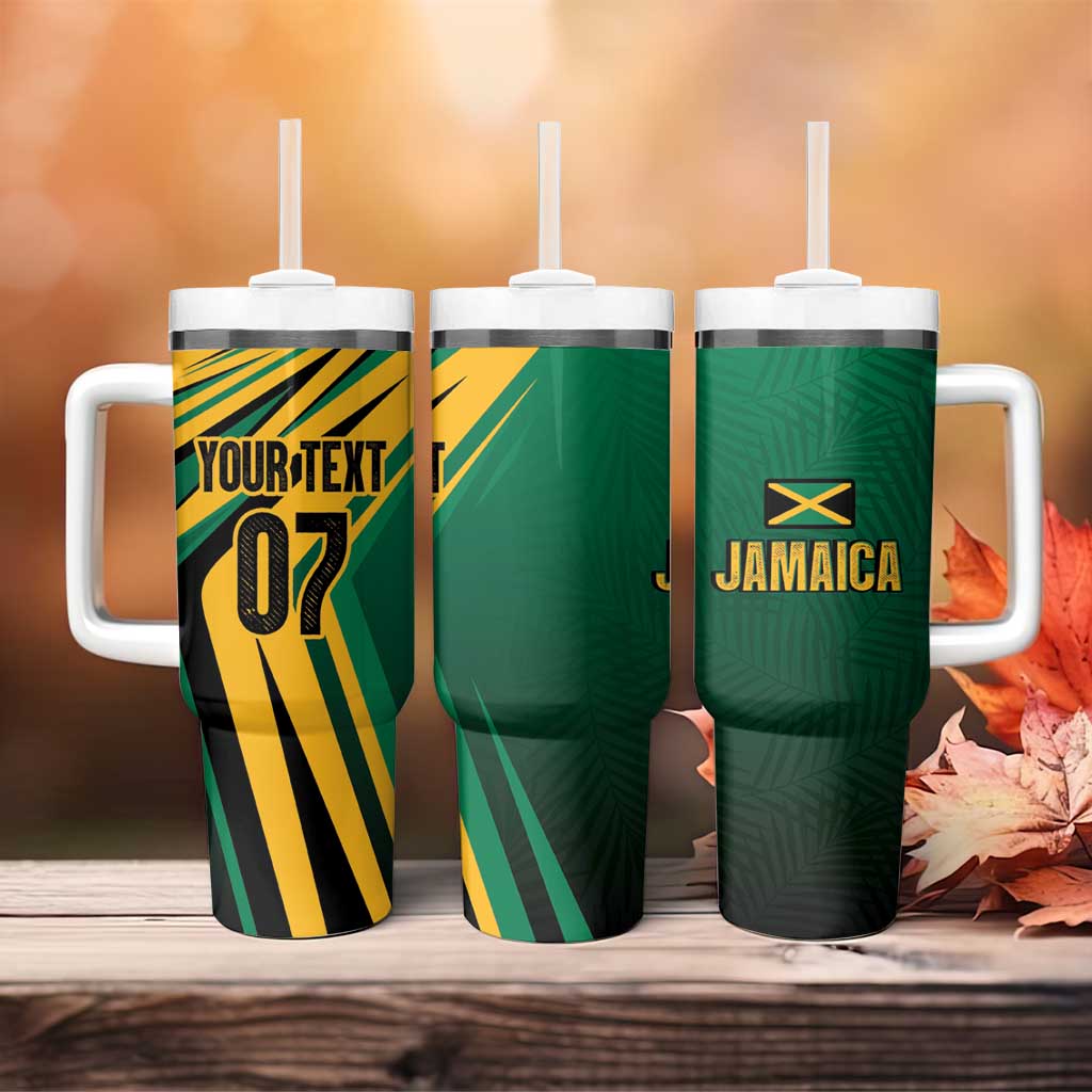 Afro-Jamaican Tropical Palm Personalized Tumbler With Handle LT7