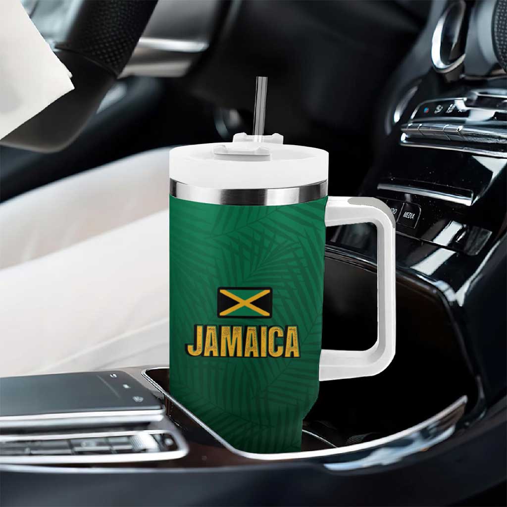 Afro-Jamaican Tropical Palm Personalized Tumbler With Handle LT7