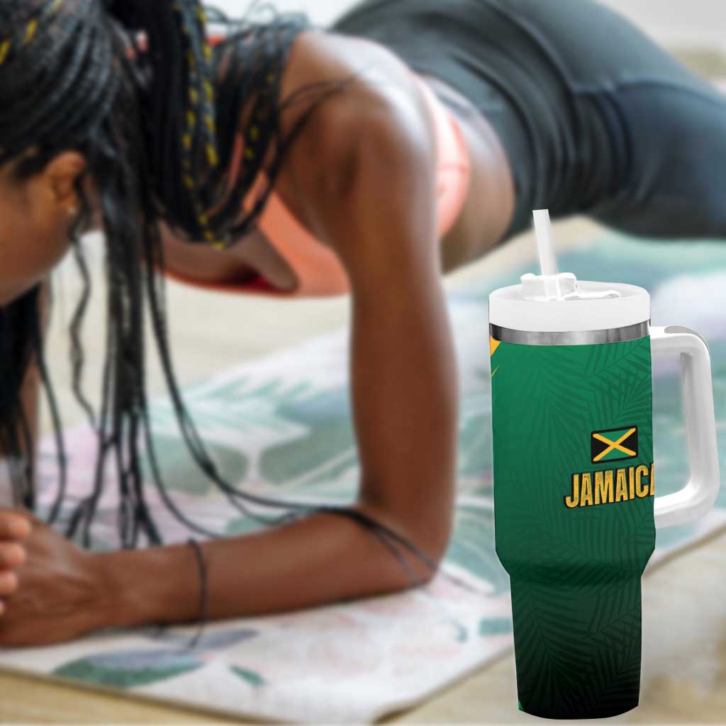 Afro-Jamaican Tropical Palm Personalized Tumbler With Handle LT7