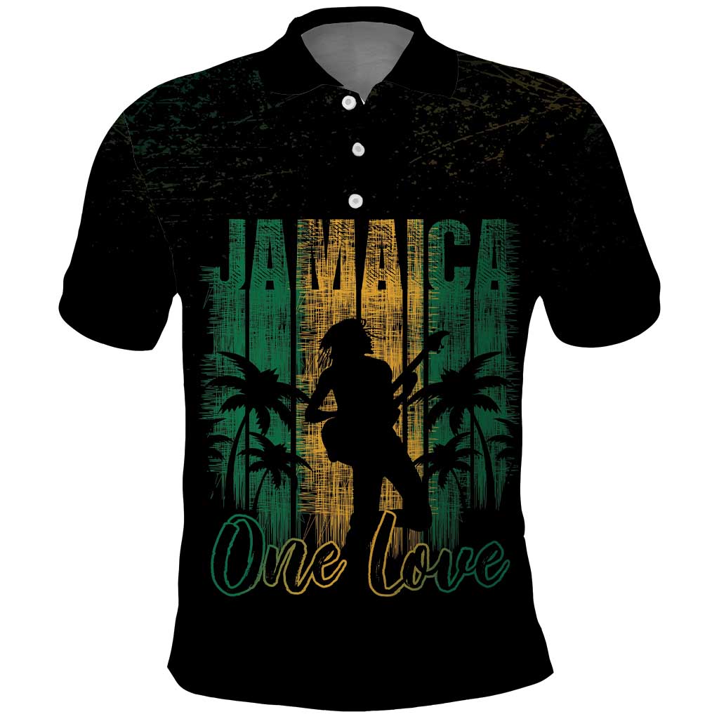 Jamaica One Love Grunge Polo Shirt Jamrock LT7