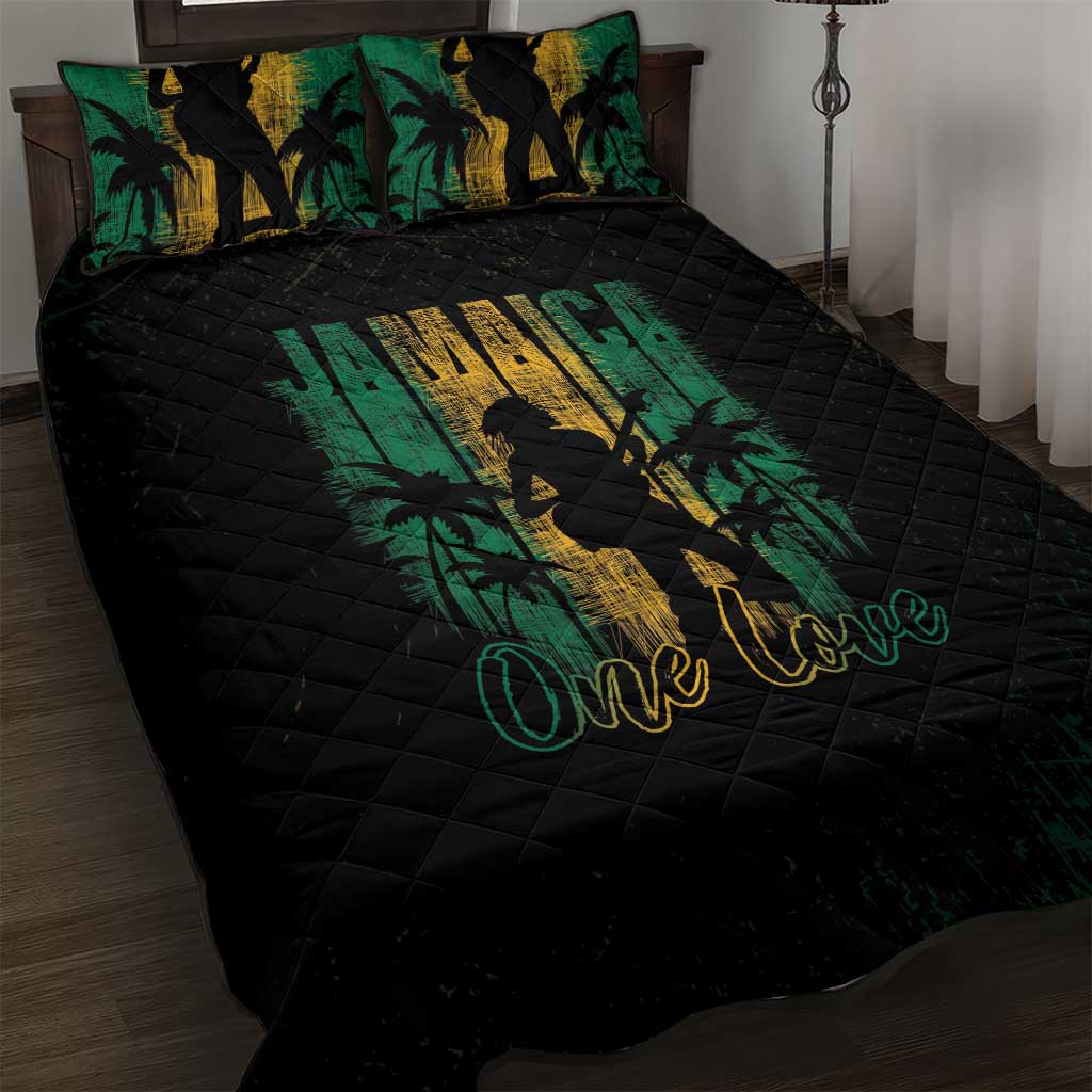 Afro-Jamaican One Love Grunge Quilt Bed Set Jamrock LT7