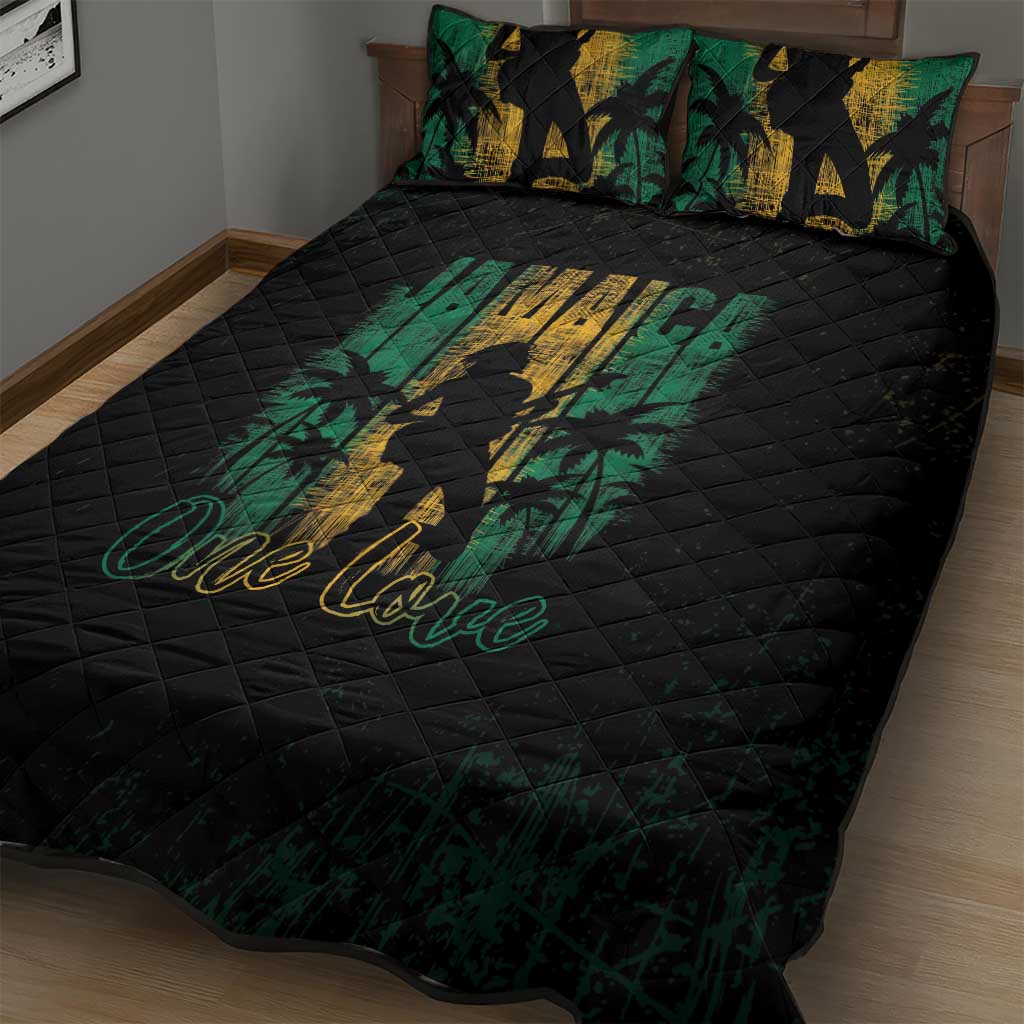 Afro-Jamaican One Love Grunge Quilt Bed Set Jamrock LT7