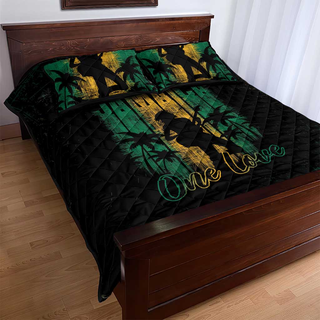 Afro-Jamaican One Love Grunge Quilt Bed Set Jamrock LT7