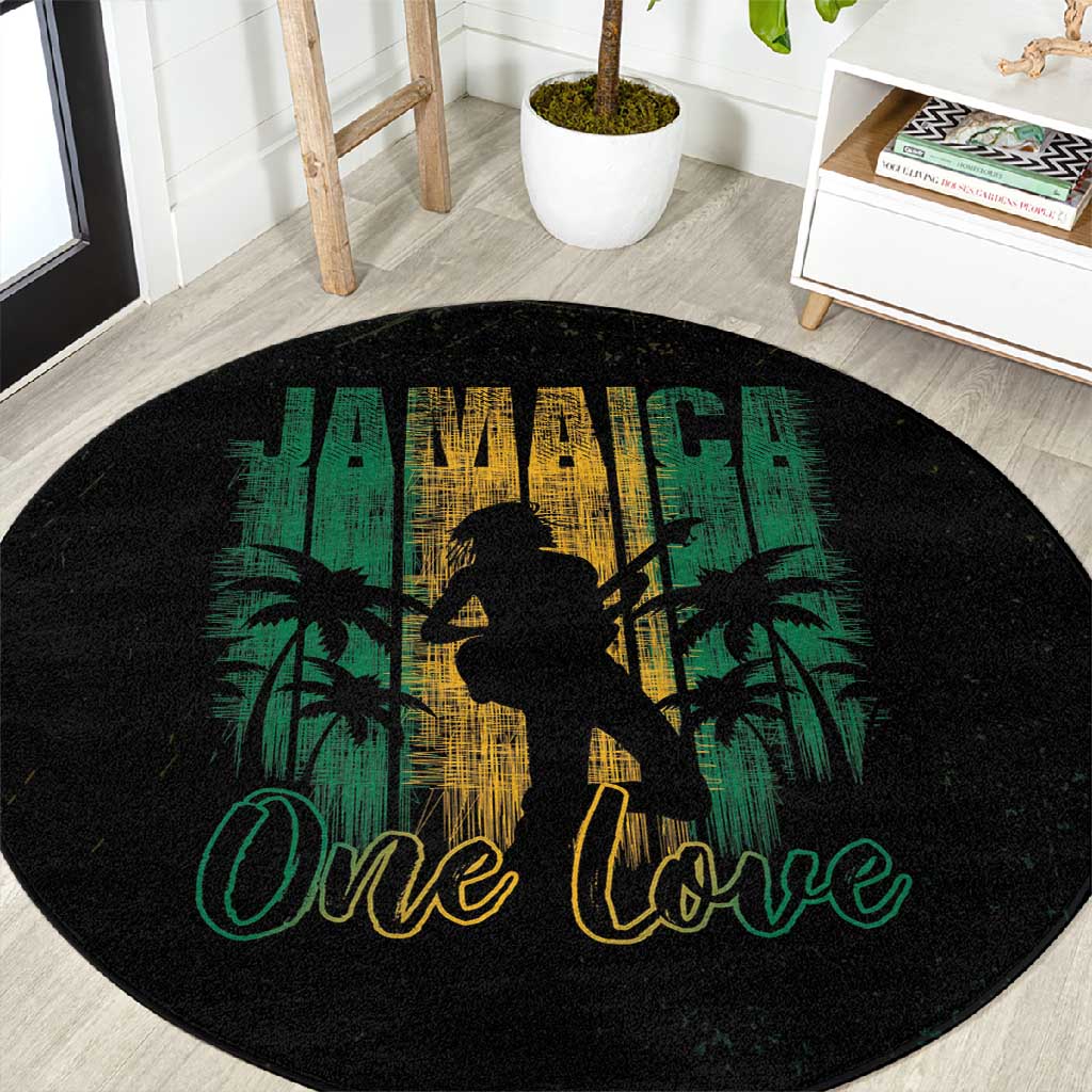 Afro-Jamaican One Love Grunge Round Carpet Jamrock LT7