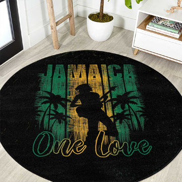 Afro-Jamaican One Love Grunge Round Carpet Jamrock LT7