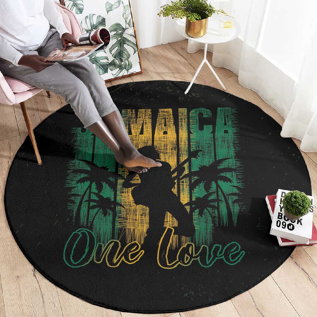 Afro-Jamaican One Love Grunge Round Carpet Jamrock LT7
