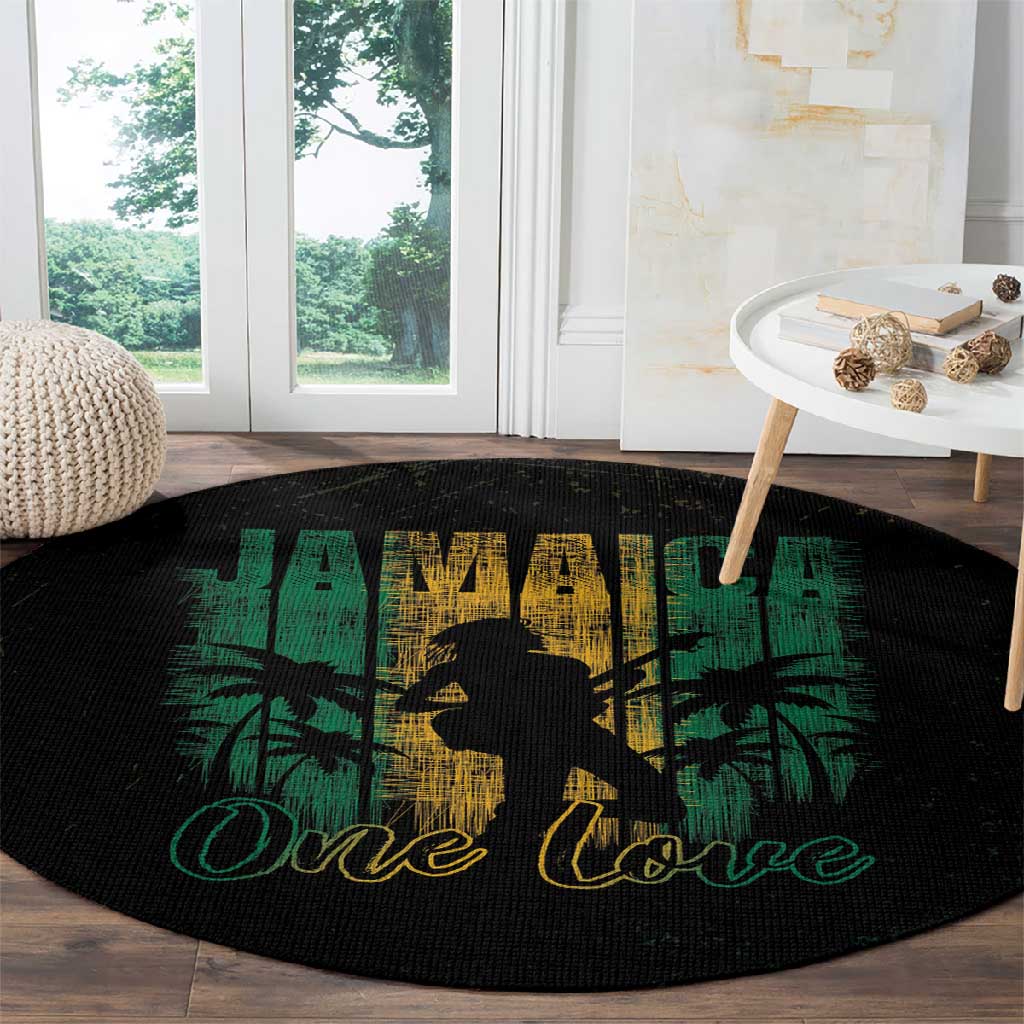 Afro-Jamaican One Love Grunge Round Carpet Jamrock LT7