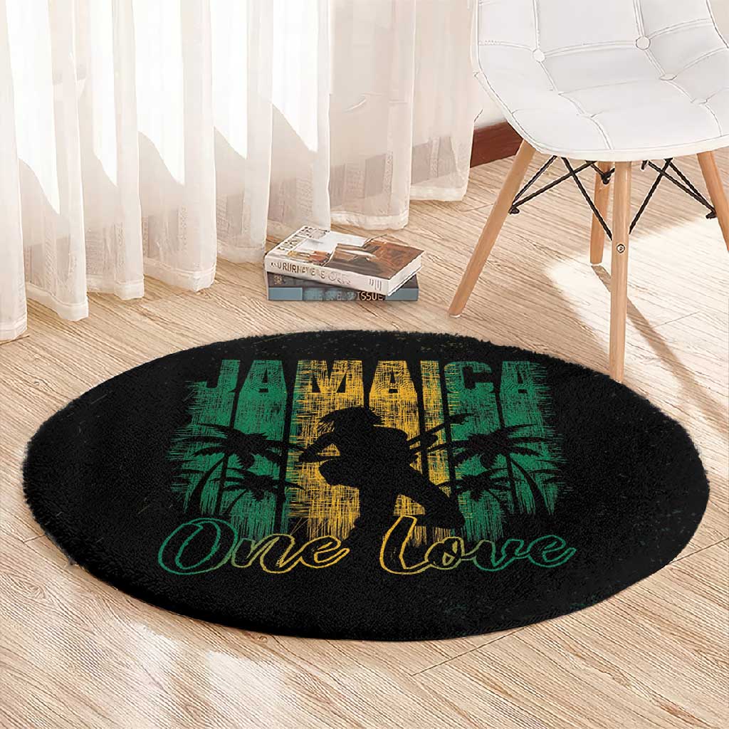 Afro-Jamaican One Love Grunge Round Carpet Jamrock LT7