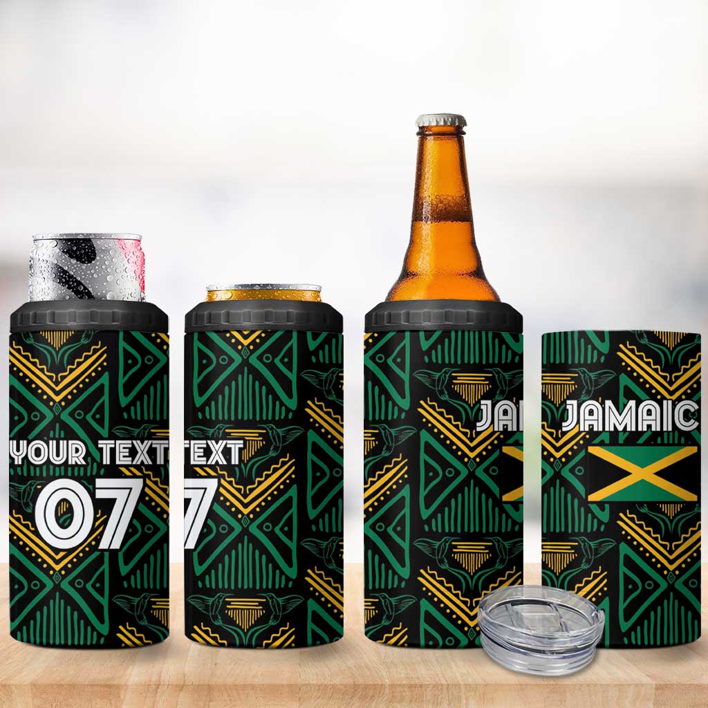 Afro-Jamaica Custom 4 in 1 Can Cooler Tumbler Reggae Boyz Ethnic Motifs LT7
