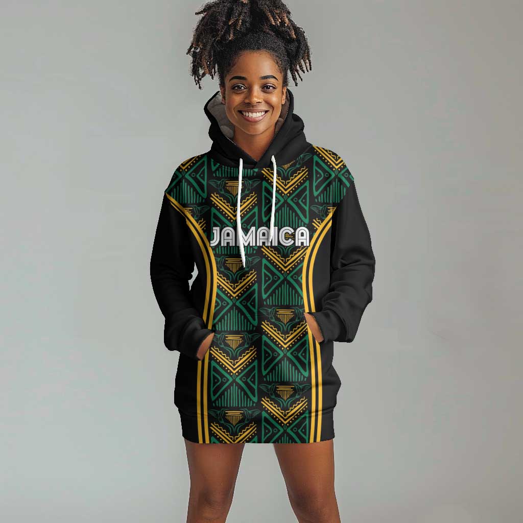 Afro-Jamaica Custom Hoodie Dress Reggae Boyz Ethnic Motifs LT7
