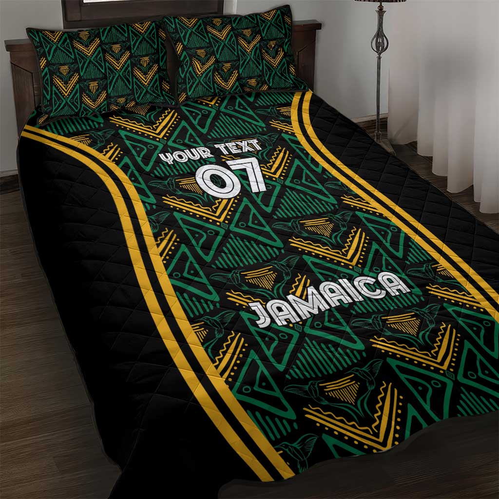 Afro-Jamaica Custom Quilt Bed Set Reggae Boyz Ethnic Motifs LT7