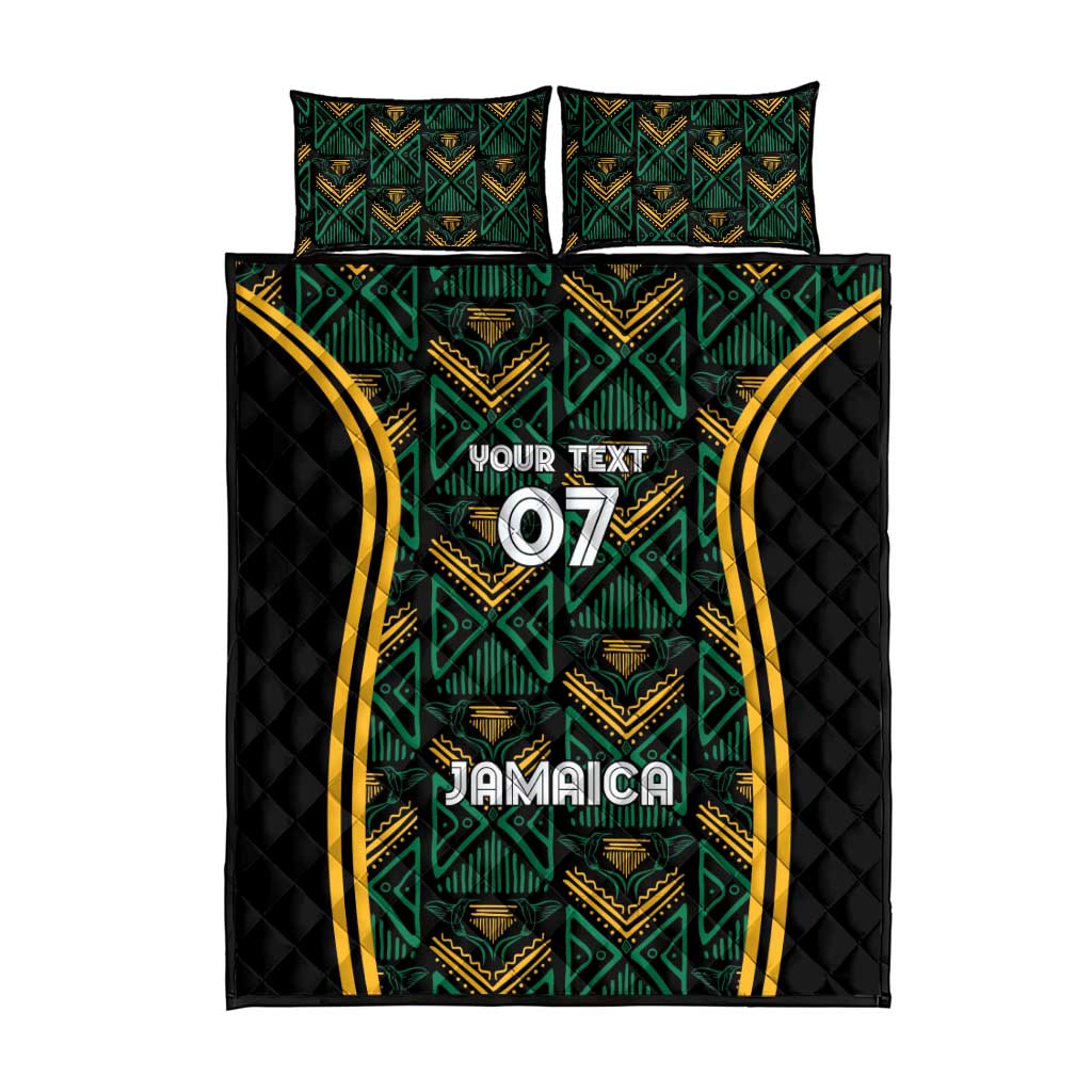 Afro-Jamaica Custom Quilt Bed Set Reggae Boyz Ethnic Motifs LT7