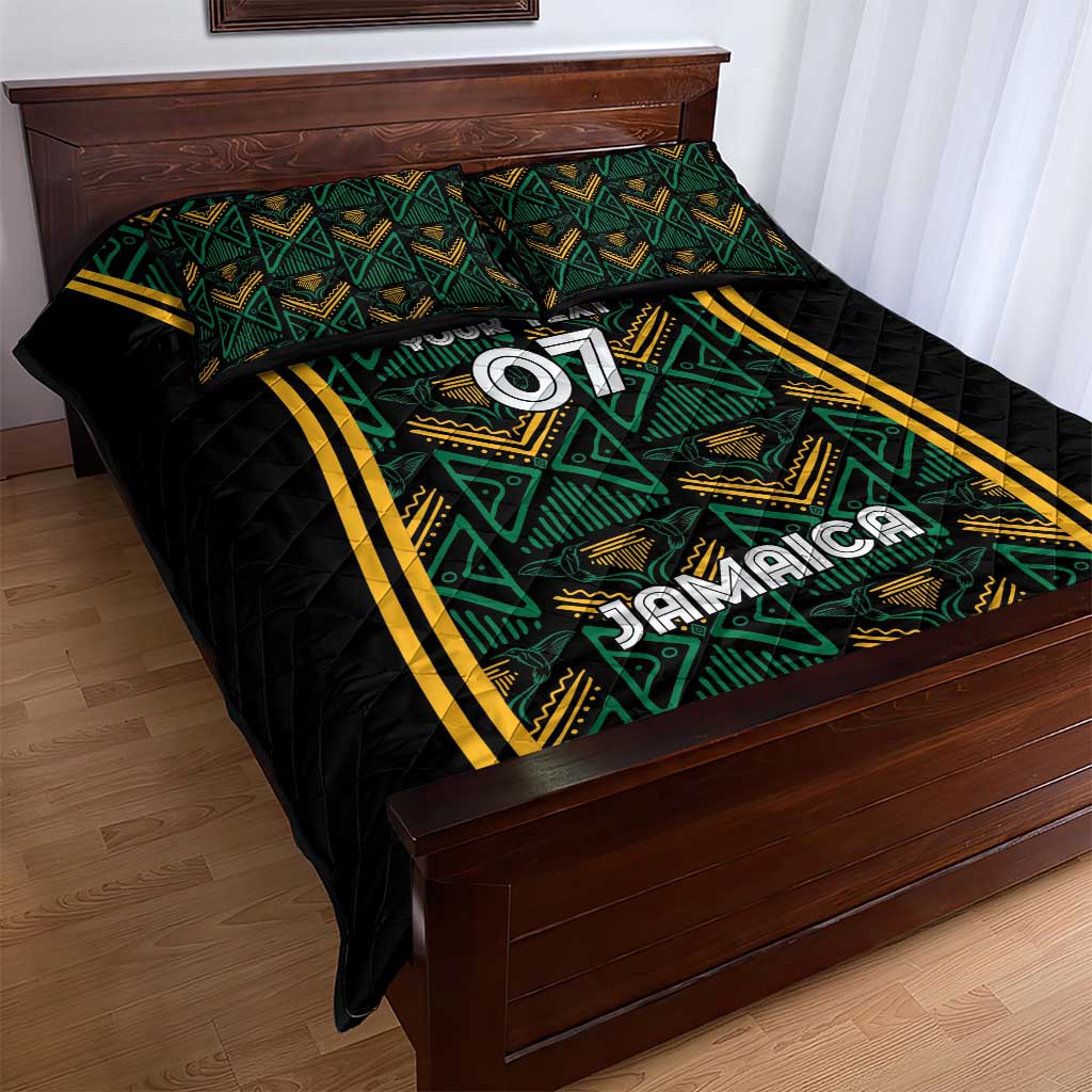 Afro-Jamaica Custom Quilt Bed Set Reggae Boyz Ethnic Motifs LT7