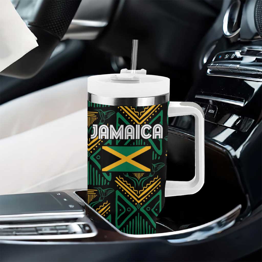 Afro-Jamaica Custom Tumbler With Handle Reggae Boyz Ethnic Motifs LT7