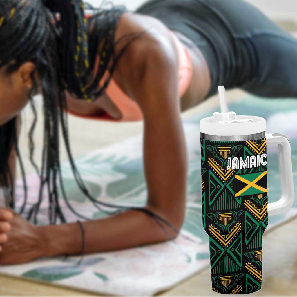 Afro-Jamaica Custom Tumbler With Handle Reggae Boyz Ethnic Motifs LT7