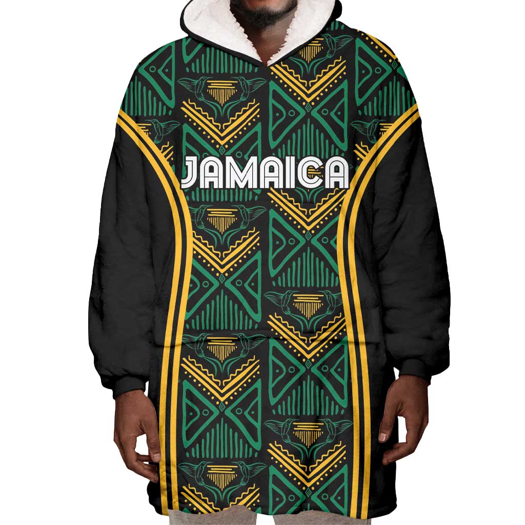 Afro-Jamaica Custom Wearable Blanket Hoodie Reggae Boyz Ethnic Motifs LT7