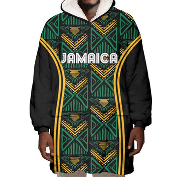Afro-Jamaica Custom Wearable Blanket Hoodie Reggae Boyz Ethnic Motifs LT7