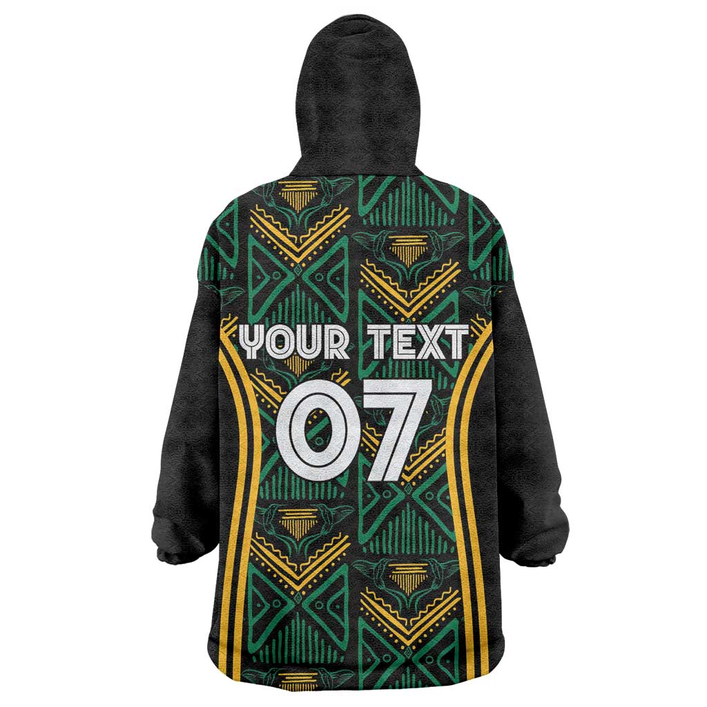 Afro-Jamaica Custom Wearable Blanket Hoodie Reggae Boyz Ethnic Motifs LT7