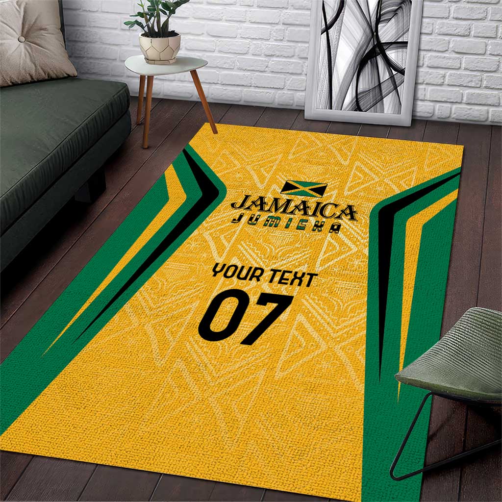 Afro-Jamaica Custom Area Rug Golden Ethnic Motifs LT7