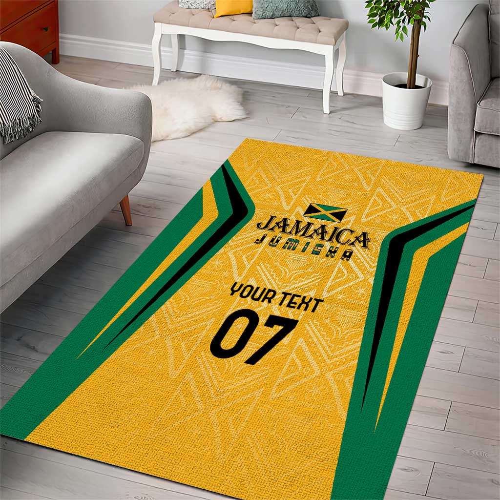Afro-Jamaica Custom Area Rug Golden Ethnic Motifs LT7